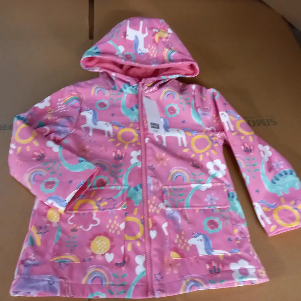 F&F KIDS PINK UNICORN COAT - 5/6 YRS