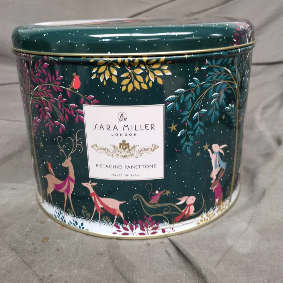 SARA MILLER LONDON PISTACHIO PANETTONE IN DECORATIVE TIN – 750G
