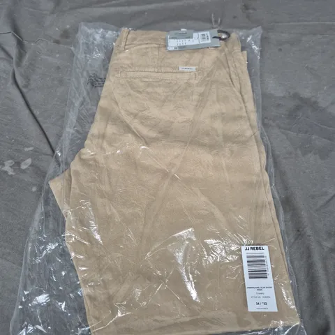 JJ REBEL SLIM KHAKI TROUSERS - WAIST 34 / INSEAM 32, TAG ATTACHED