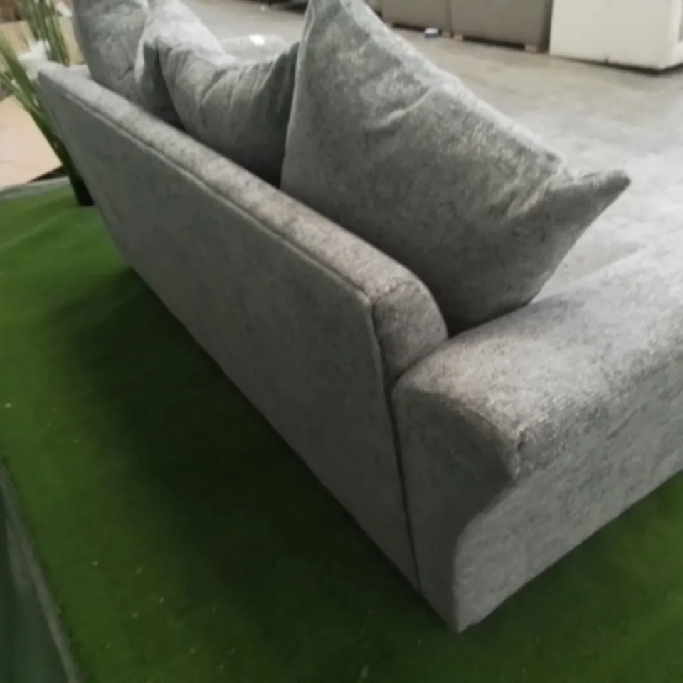 DESIGNER GREY FABRIC THREE SEATER SOFA