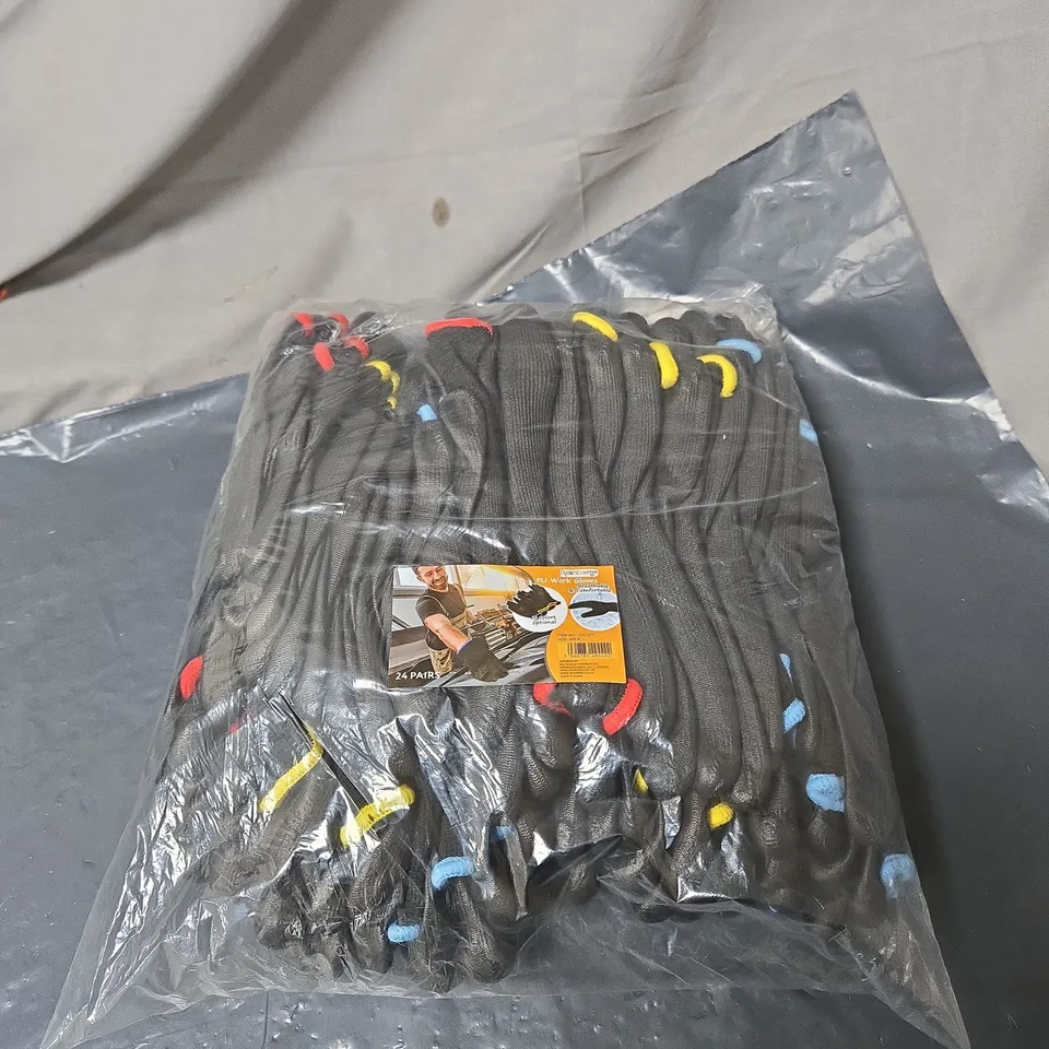 APPROXIMATELY 22 X RAINBERG PU WORK GLOVES, DIFFERENT COLOURS. SIZE M/8