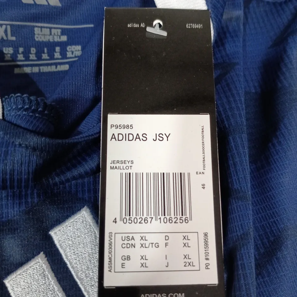 ADIDAS FOOTBALL JERSEY BLUE WITH CREST BADGE – XL