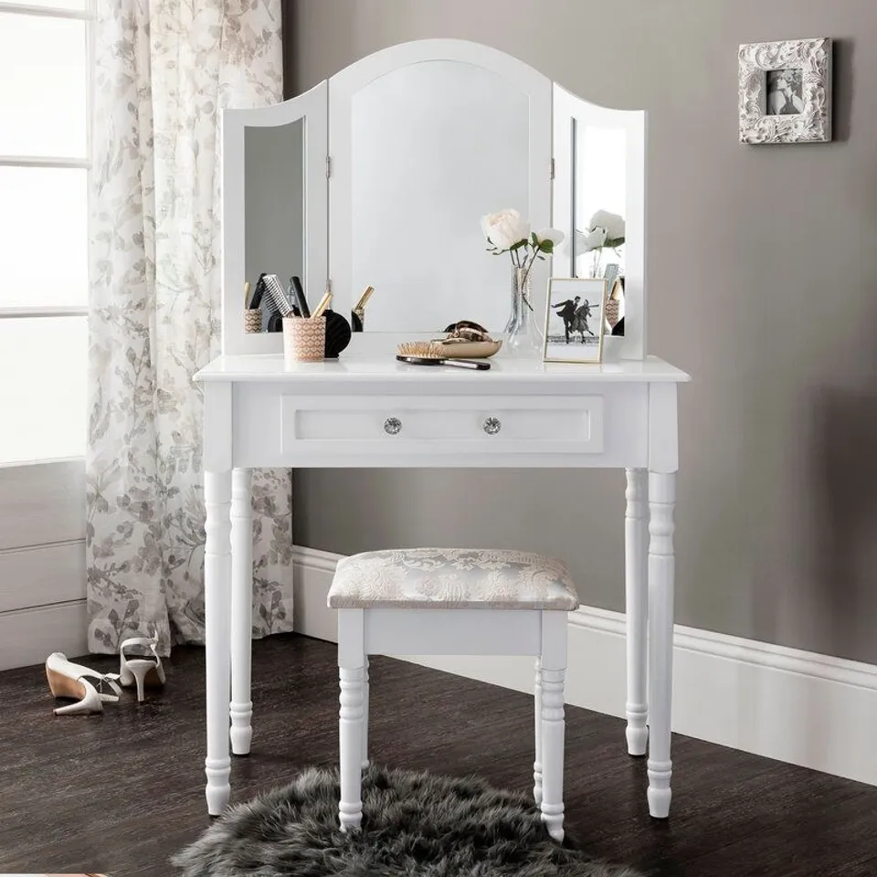 BOXED ADEN DRESSING TABLE SET - WHITE