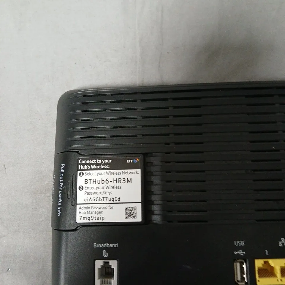 BT HOME HUB 6 WIRELESS ROUTER (HR3M) – BLACK NO CHARGER NOT TESTED.