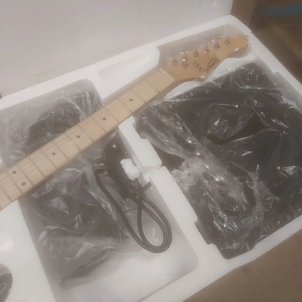 BOXED GLARRY ELECTRIC GUITAR AND GUITAR AMP