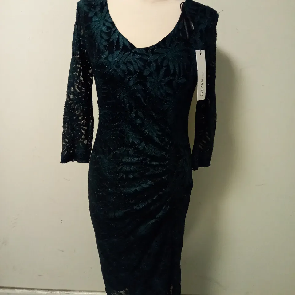 ROMAN RUFFLED GREEN DRESS - SIZE 10 
