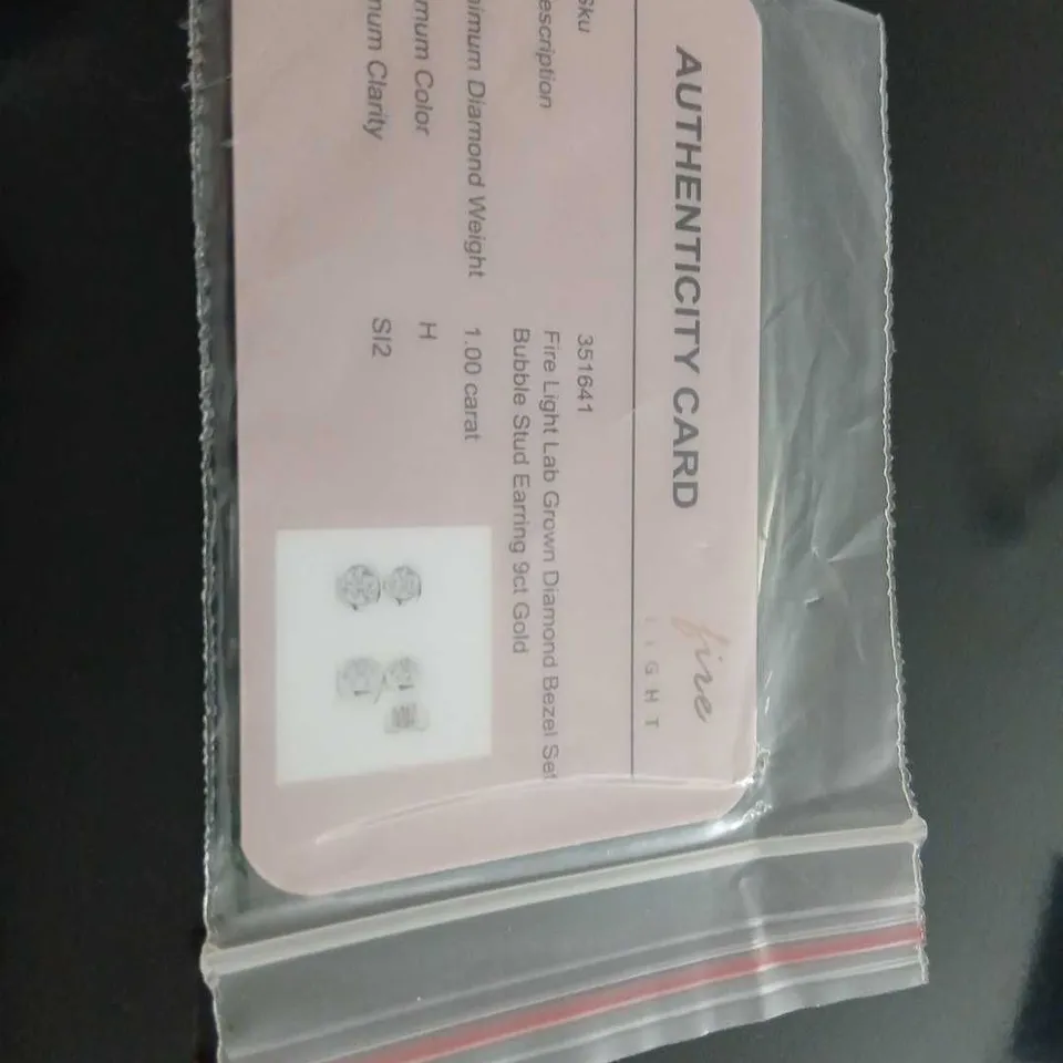 FIRE LIGHT 1CT LAB GROWN DIAMOND BEZEL SET BUBBLE STUD EARRINGS 9CT GOLD