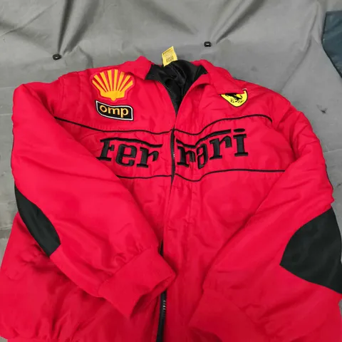 FERRARI RACING JACKET – RED WITH PRANCING HORSE LOGO - SIZE UNSPECIFIED 