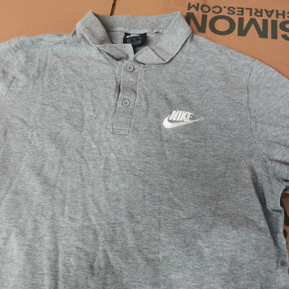 NIKE GREY POLO SHIRT WITH WHITE SWOOSH LOGO - UK SIZE XL