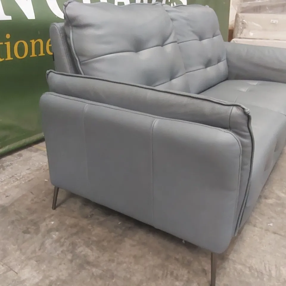 QUALITY DESIGNER ITALIAN MADE LEATHER BOLANZO LOVESEAT - BLUE