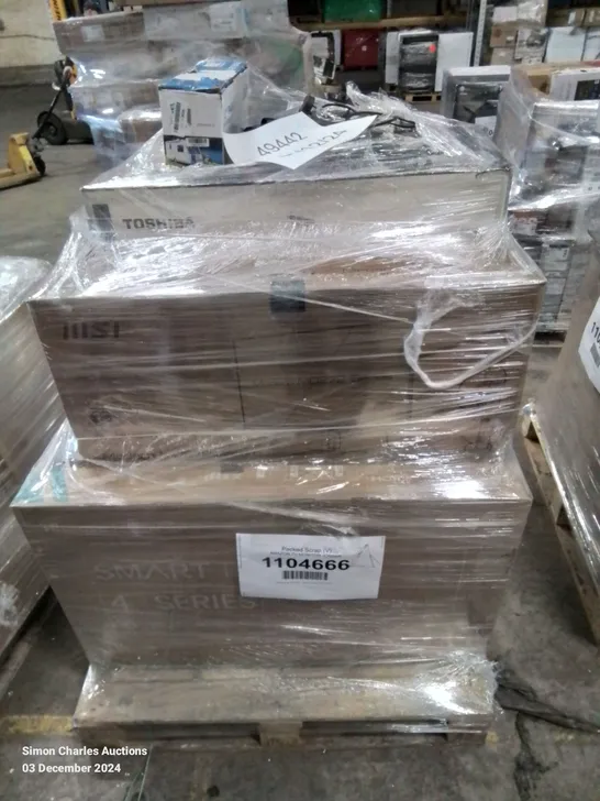 Lot 95: PALLET OF APPROXIMATELY 18 UNPROCESSED RAW RETURN MONITORS AND ...