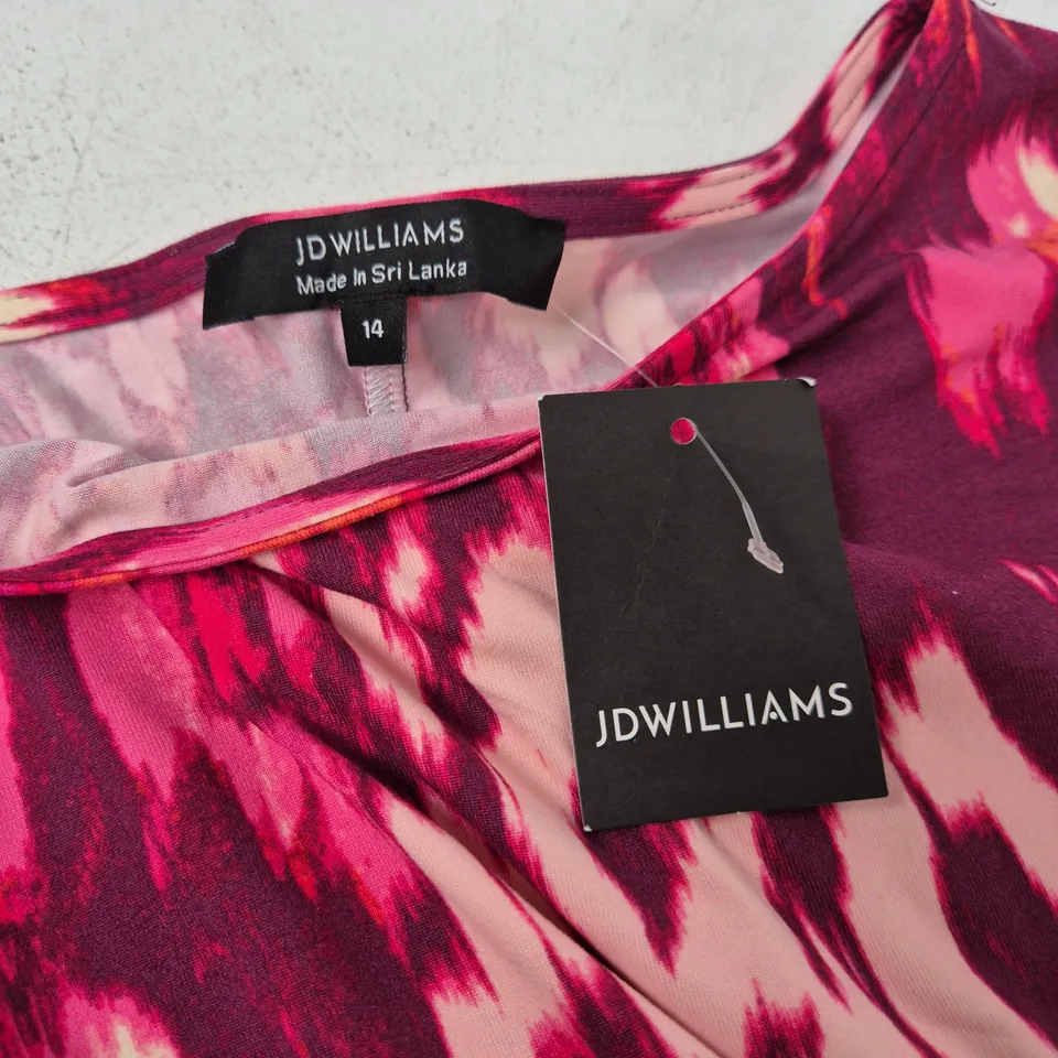 JD WILLIAMS WOMEN'S DRESS – PINK & PURPLE FLORAL, UK SIZE 14