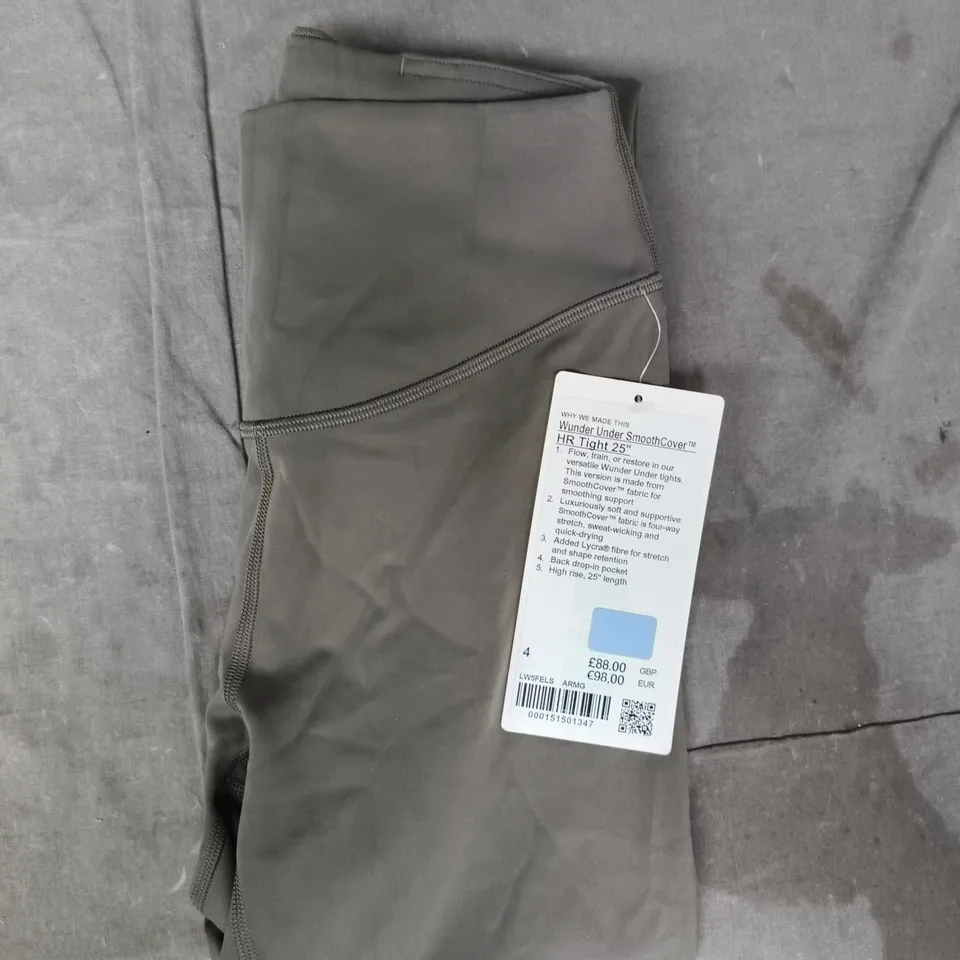 LULULEMON WUNDER UNDER SMOOTH COVER TIGHTS IN DARK OLIVE SIZE 4