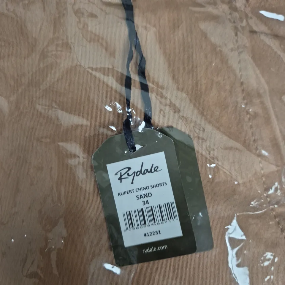 BAGGED RYDALE RUPERT CHINO SHORTS – SAND, UK 34
