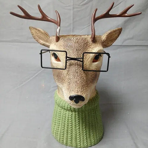 Garden Reflections Novelty Deer Head Planter with Glasses