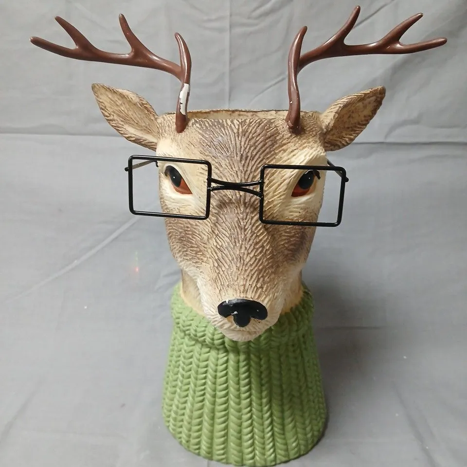 Garden Reflections Novelty Deer Head Planter with Glasses