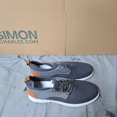 DR KELLER MEN'S TRAINERS β GREY/BLUE WITH BROWN LEATHER ACCENTS, UK 9