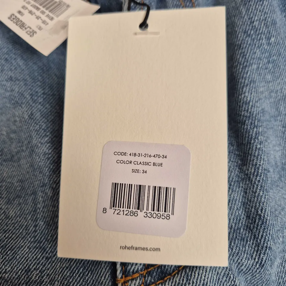 ROHE DENIM JEANS – CLASSIC BLUE, UK SIZE 34