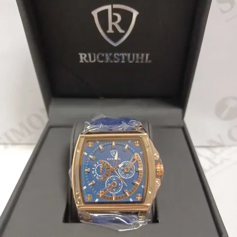 RUCKSTUHL TRIPLE DIAL LEATHER STRAP WRISTWATCH