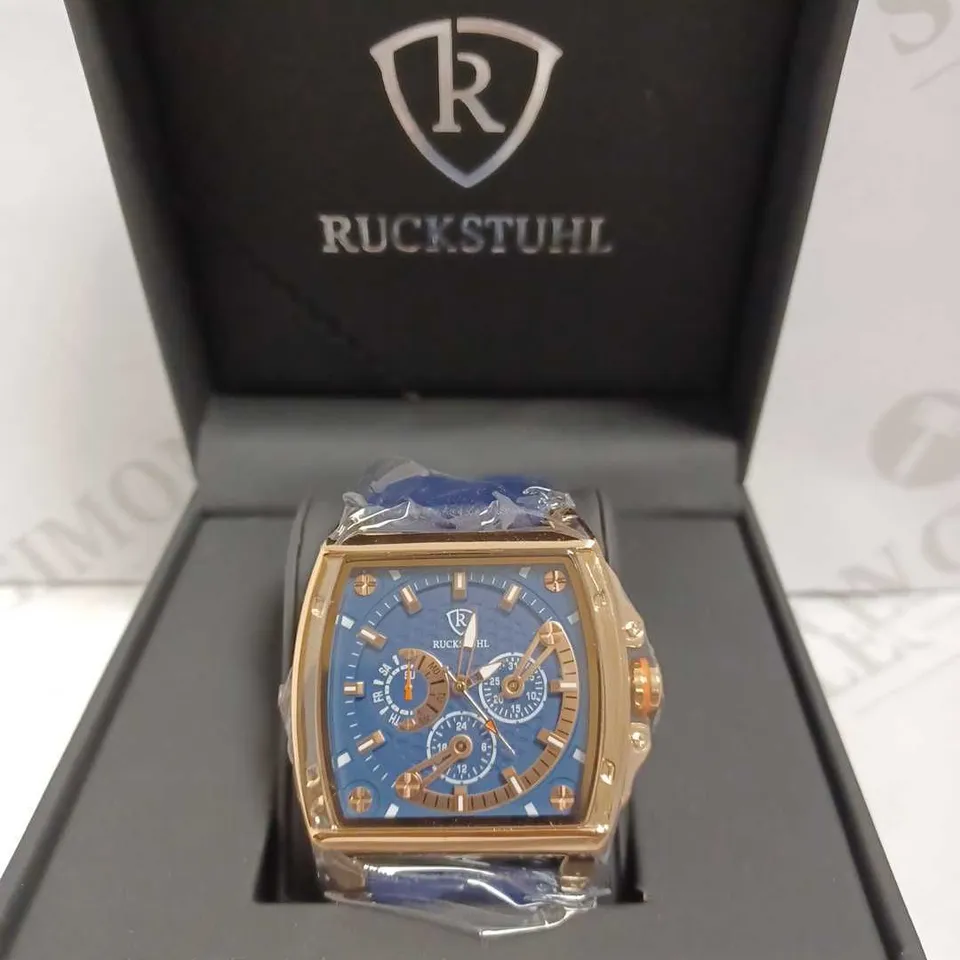RUCKSTUHL TRIPLE DIAL LEATHER STRAP WRISTWATCH