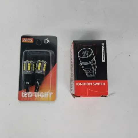 APPROXIMATELY 5 ASSORTED ITEMS TO INCLUDE IGNITION SWITCH, LED LIGHTS, ETC