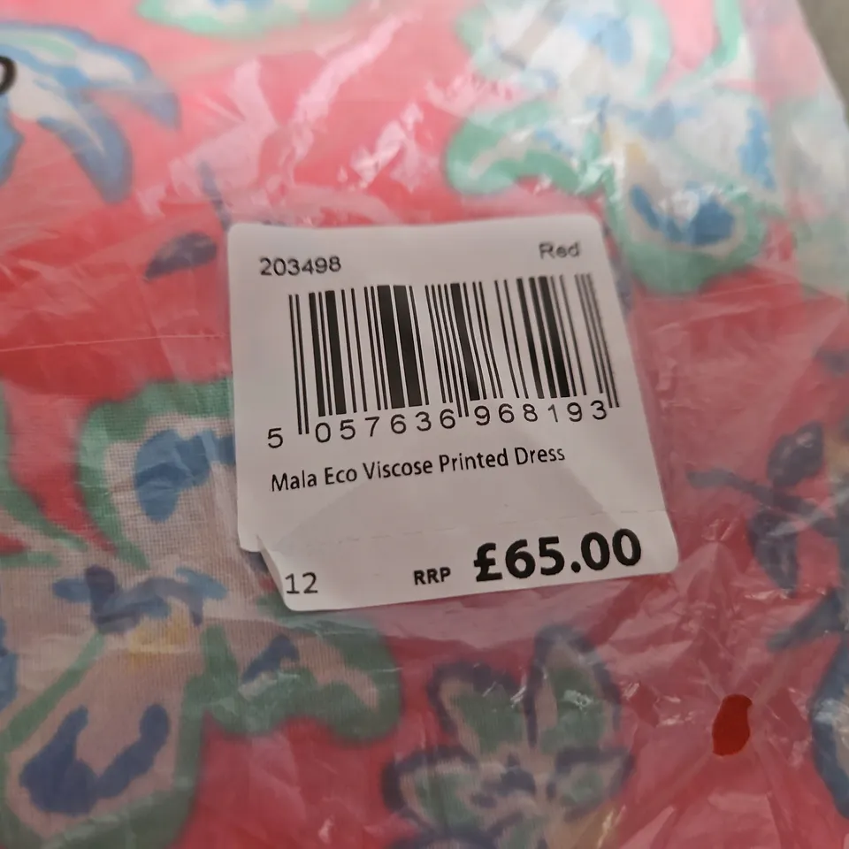 WEIRD FISH MALA ECO VISCOSE PRINTED DRESS - RED, UK 12