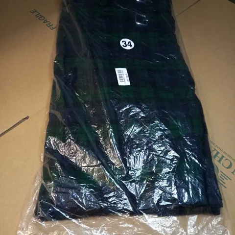DESIGNER GREEN BLUE TARTEN KILT - SIZE W34