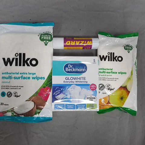 APPROXIMATELY 10 ASSORTED HOUSEHOLD ITEMS TO INCLUDE GLOWHITE, WIZARD GLUE STICK, ETC