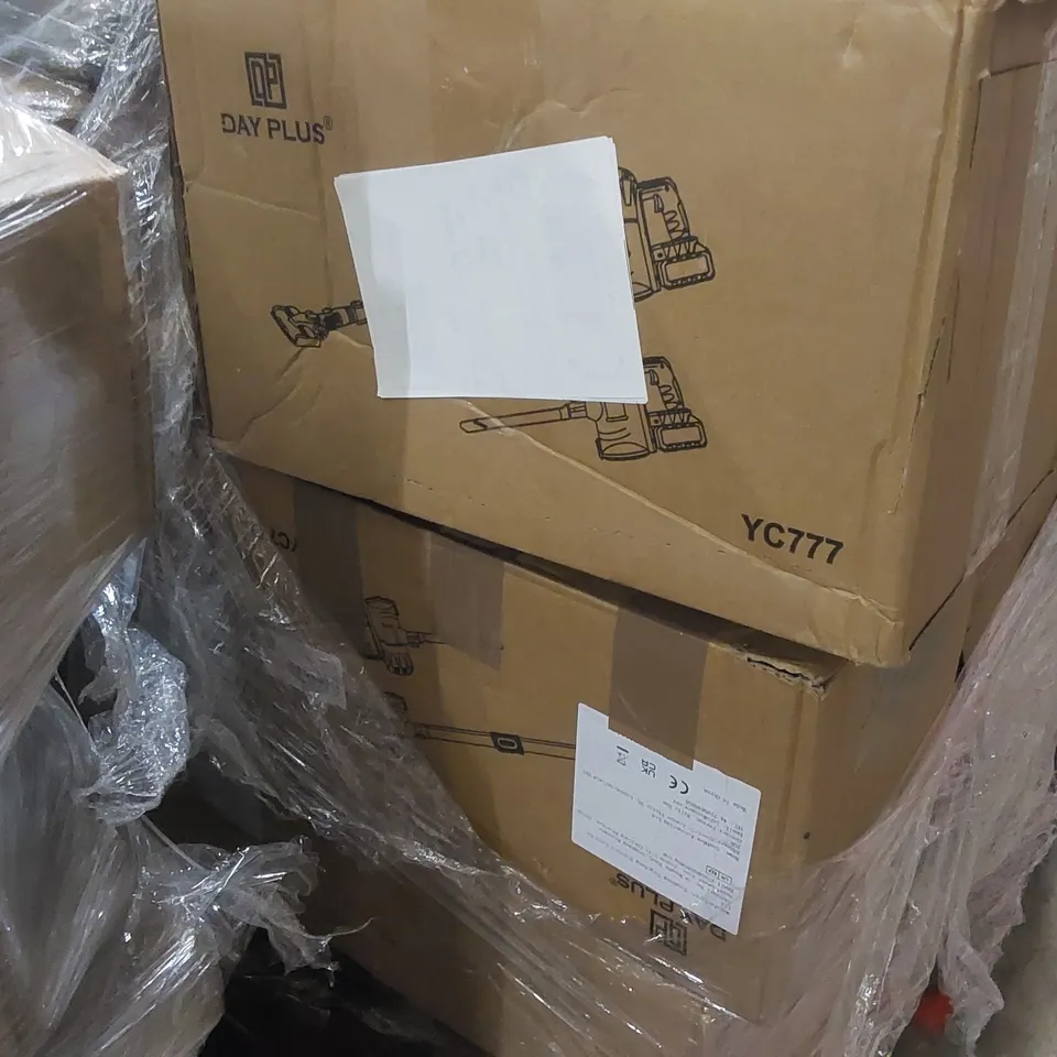 PALLET OF ASSORTED ITEMS INCLUDING: DAYPLUS CORDLESS VACUUM CLEANERS, CLOUD PILLOWS ECT