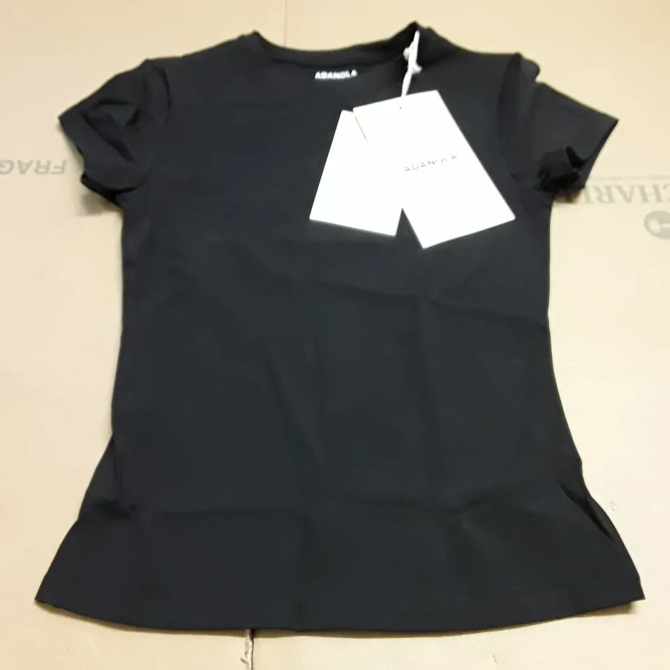 ADANOLA SHORT SLEEVE LONG LINE BLACK TEE - S