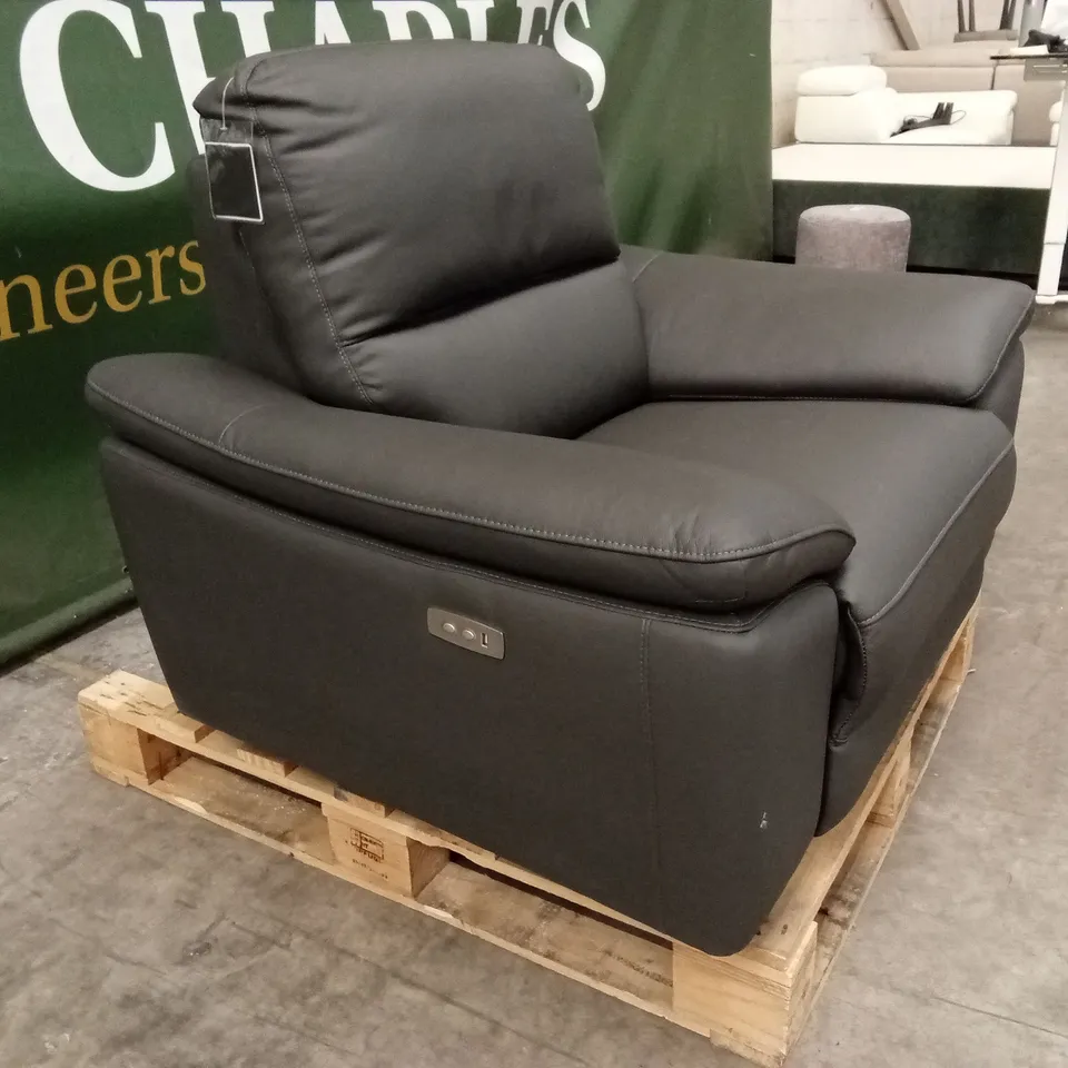 PAVILION LEATHER/FAUX LEATHER POWER RECLINER ARMCHAIR - CHARCOAL RRP £829
