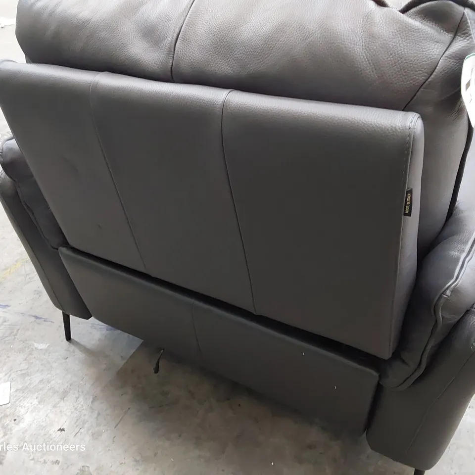 QUALITY ITALIAN DESIGNER BOLZANO POWER RECLINING EASY CHAIR DARK GREY LEATHER 