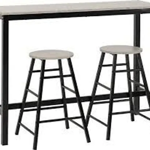 BOXED ATHENS BREAKFAST BAR SET CONCRETE EFFECT WITH BLACK METAL LEGS (1 BOX)