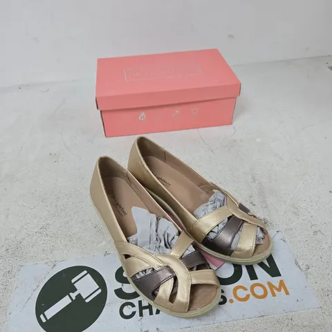 DR LIGHTFOOT WOMEN’S SANDALS – PEWTER/BRONZE, UK 7 (BOXED)