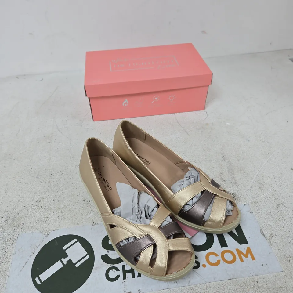 DR LIGHTFOOT WOMEN’S SANDALS – PEWTER/BRONZE, UK 7 (BOXED)