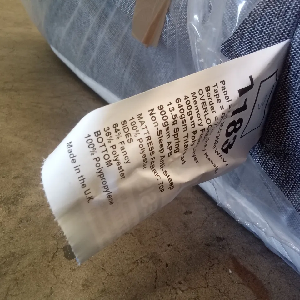 QUALITY BAGGED 3" SINGLE ARDOCH MEMORY FOAM OPEN COIL MATTRESS 