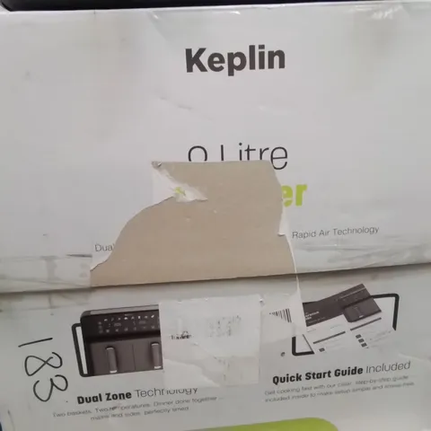 BOXED KEPLIN 9 LITRE AIR FRYER WITH DUAL COOKING ZONES 