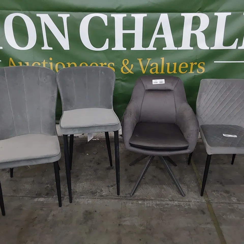 FOUR ASSORTED DESIGNER DINING CHAIRS