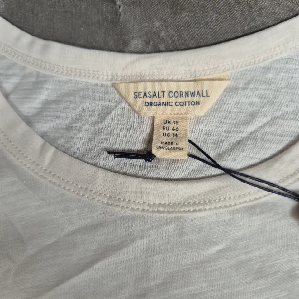 SEASALT CORNWALL WOMEN'S ORGANIC COTTON T-SHIRT – WHITE WITH SUNBURST GRAPHIC