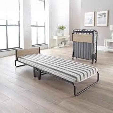 BOXED JAY-BE REVOLUTION FOLDING BED WITH COMFORT STRIPE MATTRESS // SIZE: SINGLE (1 BOX)