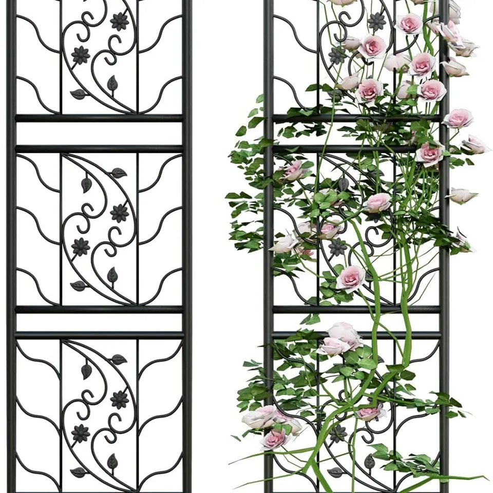 BOXED UNHO METAL GARDEN TRELLIS FOR CLIMBING PLANTS, 2 PACK 50×195CM
