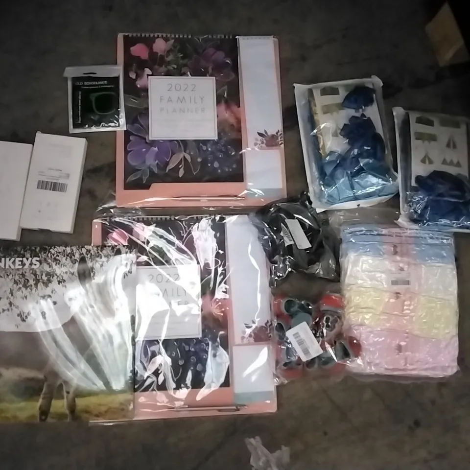 PALLET OF ASSORTED ITEMS INCLUDING 2022 DONKEY CALENDER, HOW TO DRAW ANATOMY, 6PCS PIPET SET, SCREEN GUARD, 2022 FAMILY PLANNER, OLD SCHOOLMATE FRAME GLASSES AND ANTIFOGGING