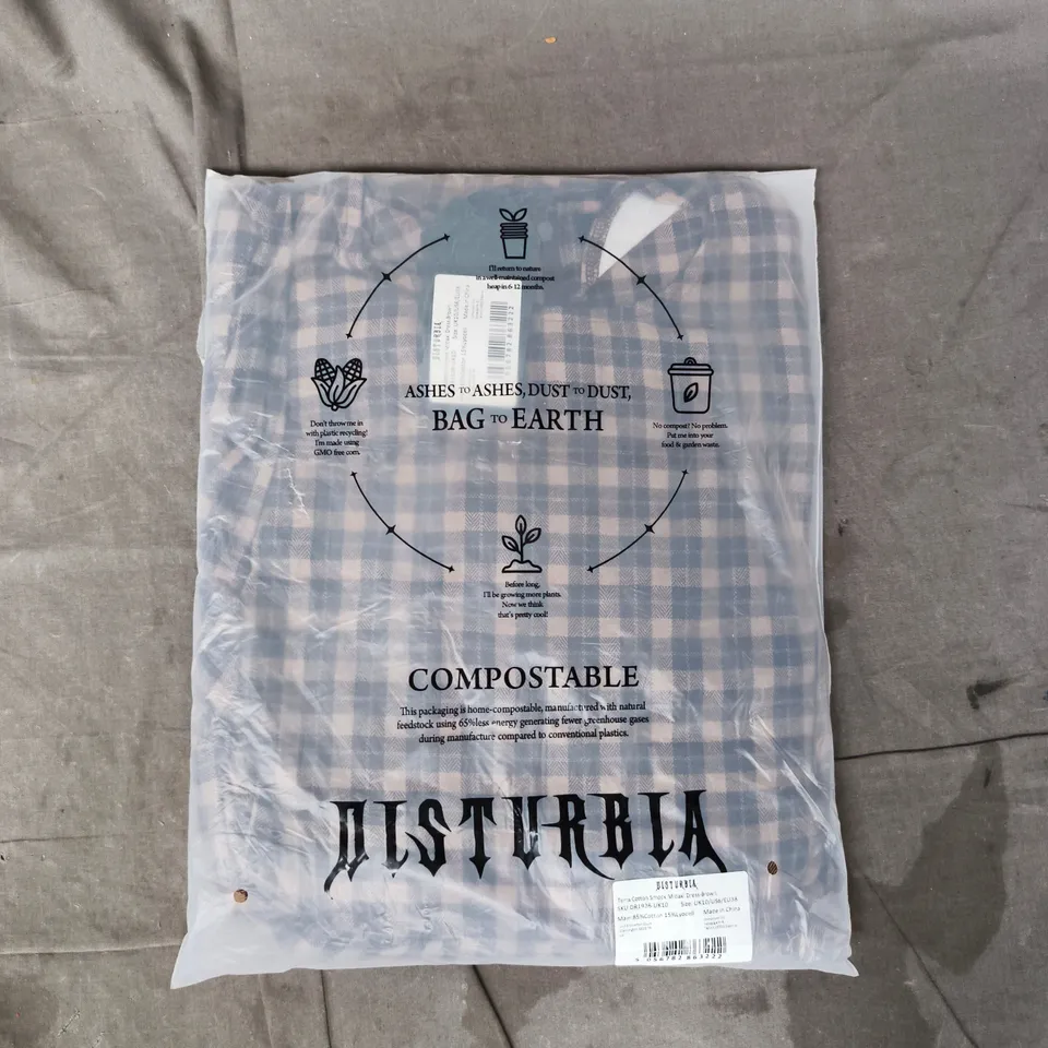 DISTURBIA TERRA COTTON SMOCK MIDAXI DRESS IN BROWN SIZE UK 10