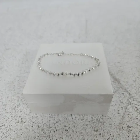 PANDORA SILVER-TONE BEADED BRACELET WITH CENTRAL PEARL ACCENT