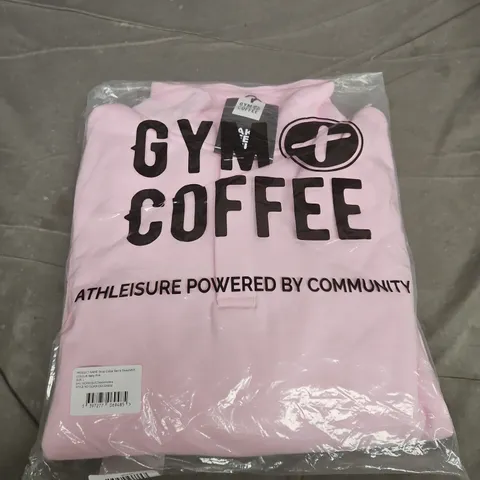 BAGGED GYM+COFFEE SNAP COLLAR SIERRA SWEATSHIRT – BABY PINK, UK SIZE L