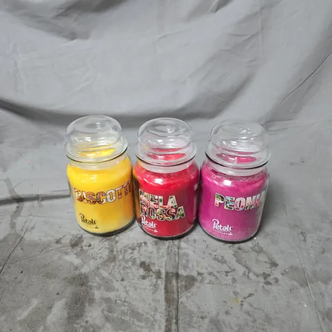 3 X PETALI CANDLES TO INCLUDE BISCOTTI FLAVOUR 510G BOXED