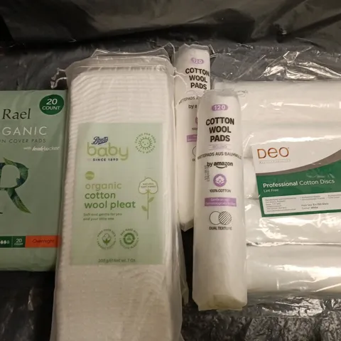 LOT OF 7 ASSORTED PACKS OF HEALTH PADS TO INCLUDE COTTON DISCS AND COVER PADS