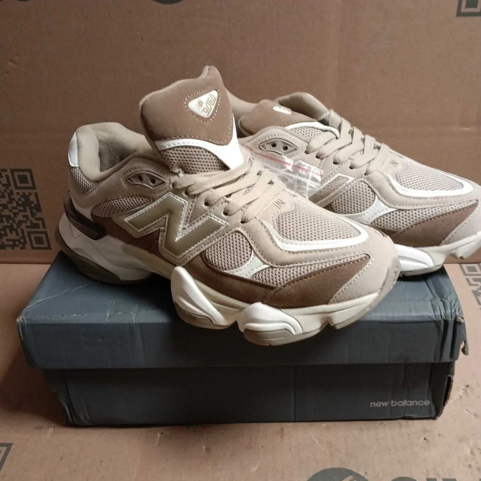 BOXED PAIR OF NEW BALANCE 9060 LIFESTYLE SNEAKERS – BEIGE/TAN - 7