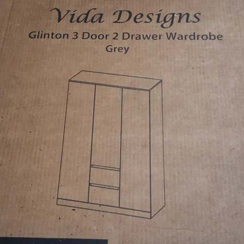 VIDA DESIGNS GLINTON 3-DOOR 2-DOOR WARDROBE IN GREY - 3 BOXES