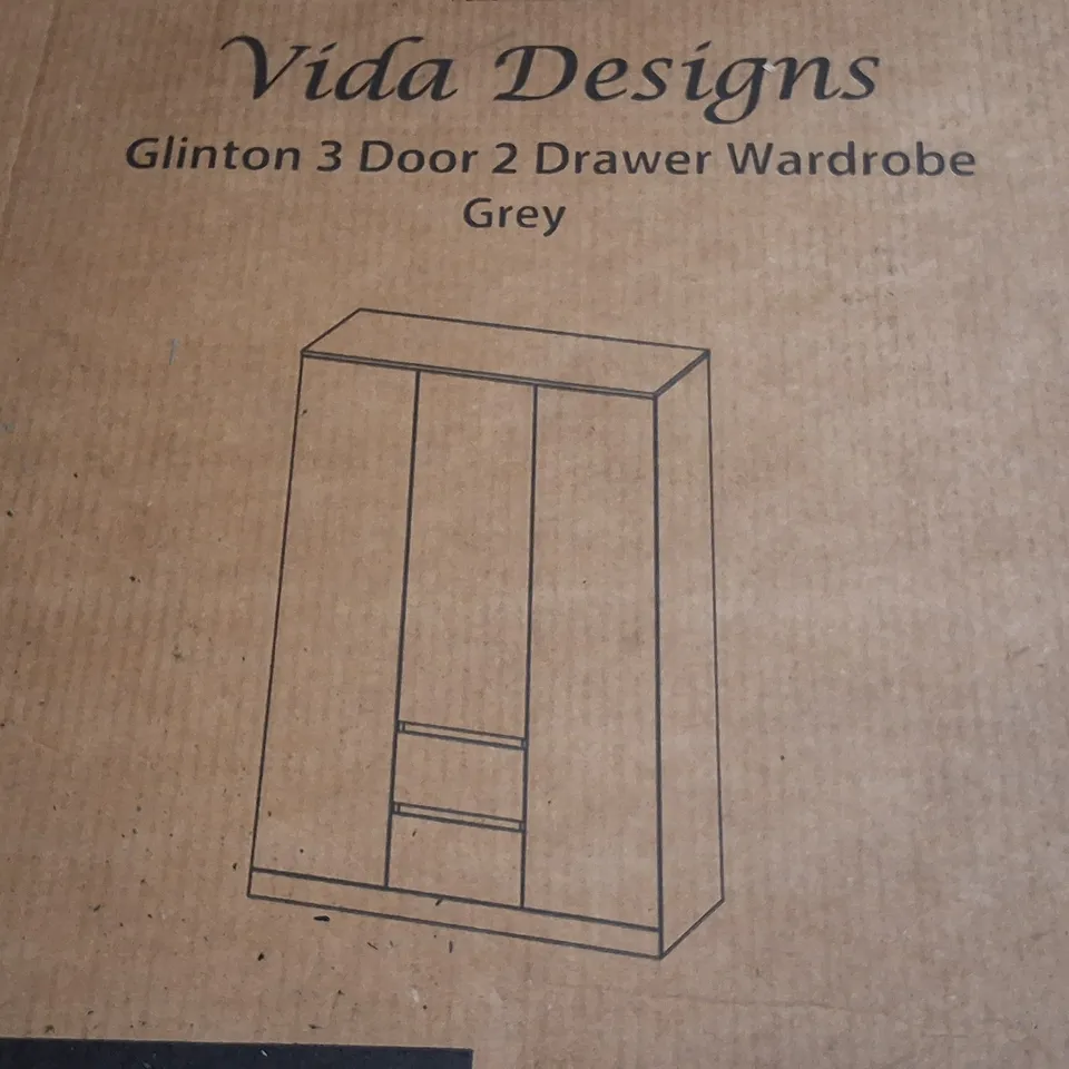 VIDA DESIGNS GLINTON 3-DOOR 2-DOOR WARDROBE IN GREY - 3 BOXES